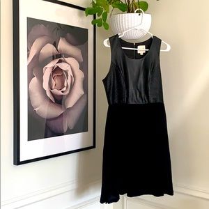 Faux Leather & Toole Black Dress